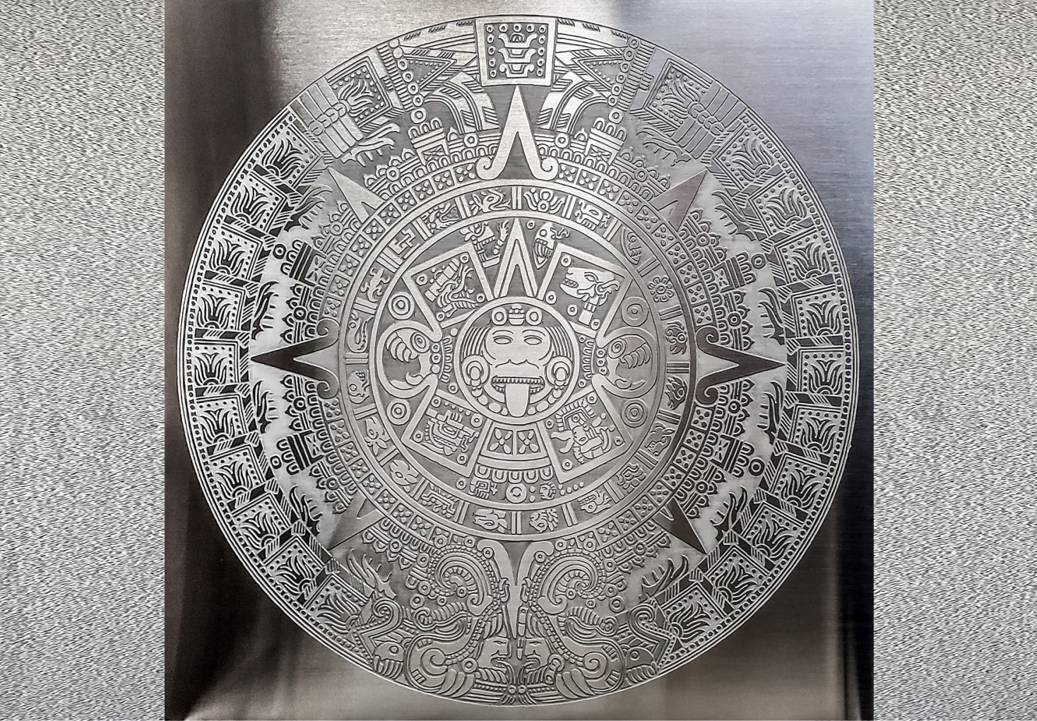 Mayan calendar engraved deep on stainless steel